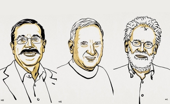 Illustration of portraits of three men who won the Nobel Prize